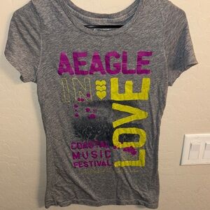 American Eagle Outfitters Gray Tee with White Logo
